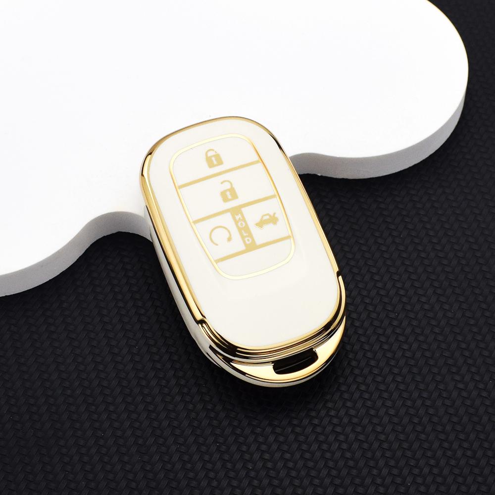 4/5-Button TPU Smart Key Fob Cover for Honda CR-V HR-V Civic Accord Fit Pilot Passport – Durable Protective Case Key Chain Rings