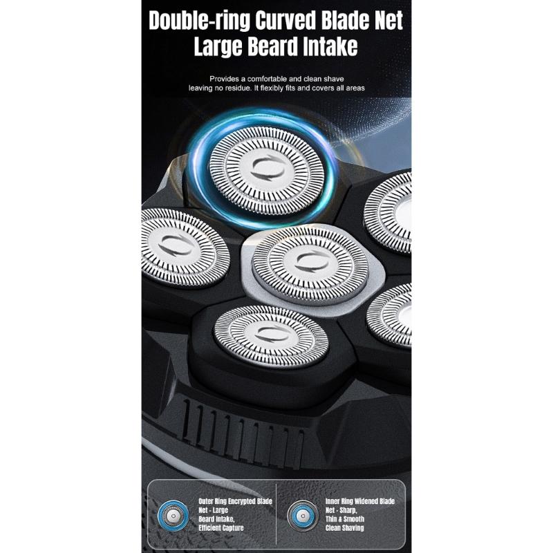 Efficient Men's Bald Head Electric Razors Digital Display Shaver Portable Beard Trimmer for Travel and Home Use