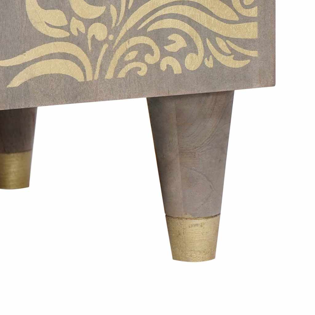 Sideboard Gray and Gold 60 x 33 x 75 cm Solid Mango Wood