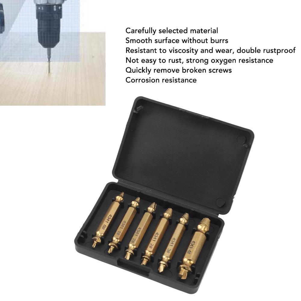 6pcs Drill Bit Screw Extractor Set HSS 4341 Stripped Screw Removal Tool For Stripped Screws