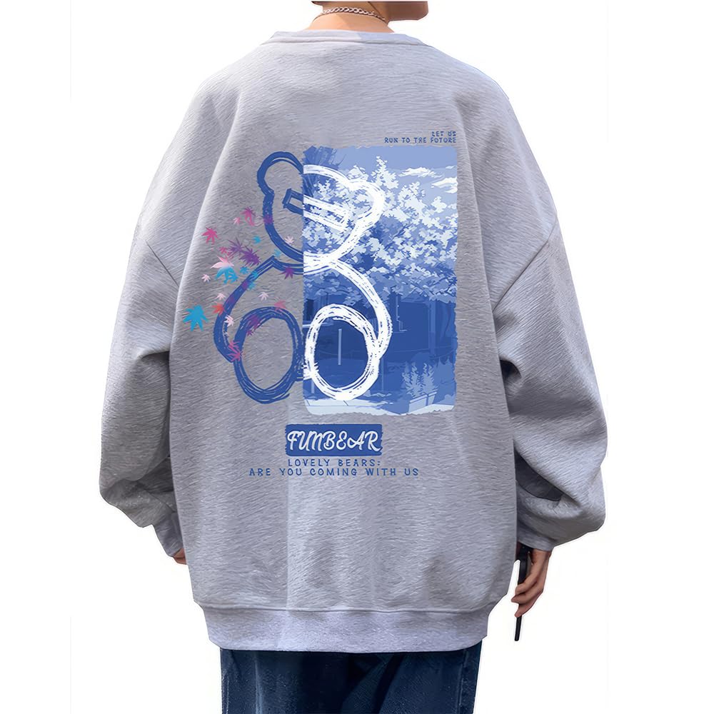 

Aaronlive Round Collar Long Sleeve Plus Cute Bear Popular Pullover Loose Size L Men s Hoodie, Sizes, Print, Sweatshirt, Casual, Comfortable, Fit,