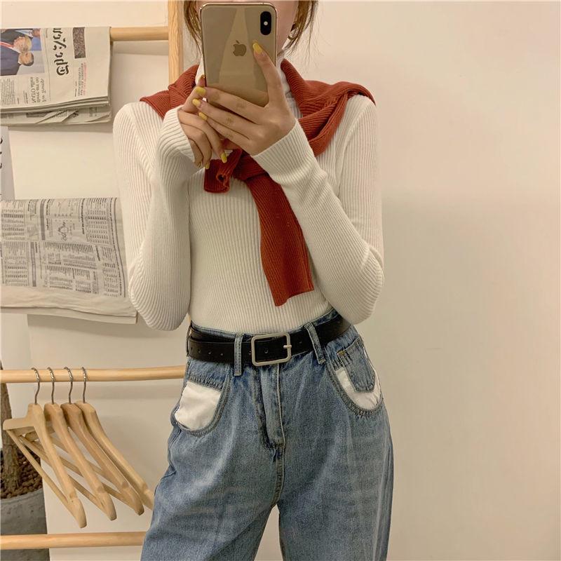 Women's Slim Fit High Neck Knitted Sweater: Versatile for Autumn and Winter