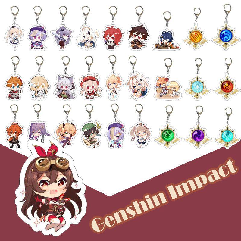 Key Acrylic Chain Key Chain Venti Klee Barbara Diluc Key Ring Pouch Pendant