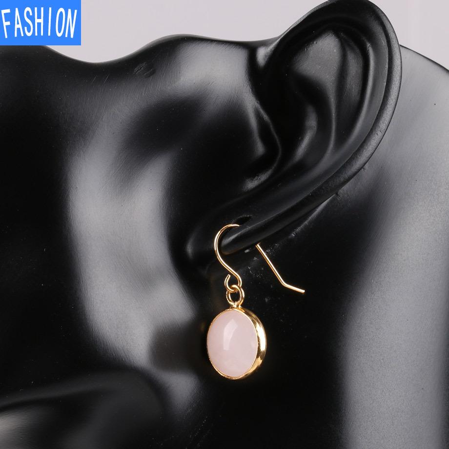 Creative Natural Convex Crystal Earrings Gold Plated Small European and American Personalized Earrings Fashion Amethyst Earrings