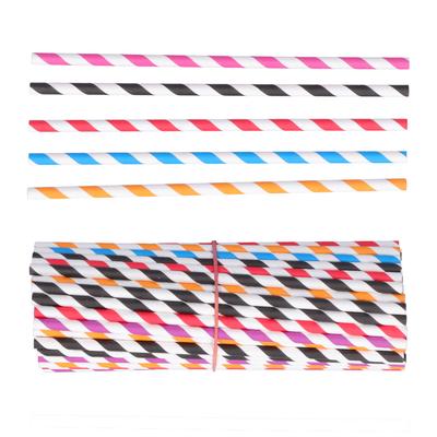 100 STÜCK Einweg Trinkhalme Regenbogen gestreift Umweltschutz Ungiftig Papierstrohhalme