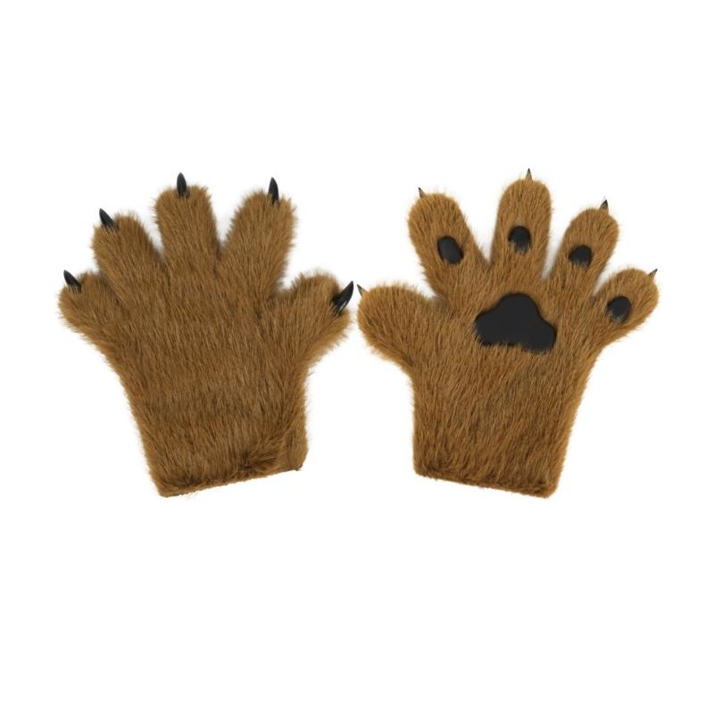 Guanti Gatti Anime Pelo Peluche Zampe di Bestia Guanti per Ragazza Adulto Costume Festa di Halloween Accessori per le Mani Cosplay
