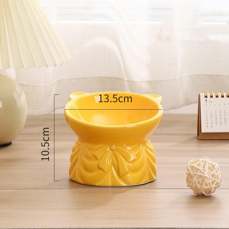 Elevated Ceramic Cat Bowl With Angled Rim Neck Support Anti-Chin Acne Pet Food Water Dish Cats