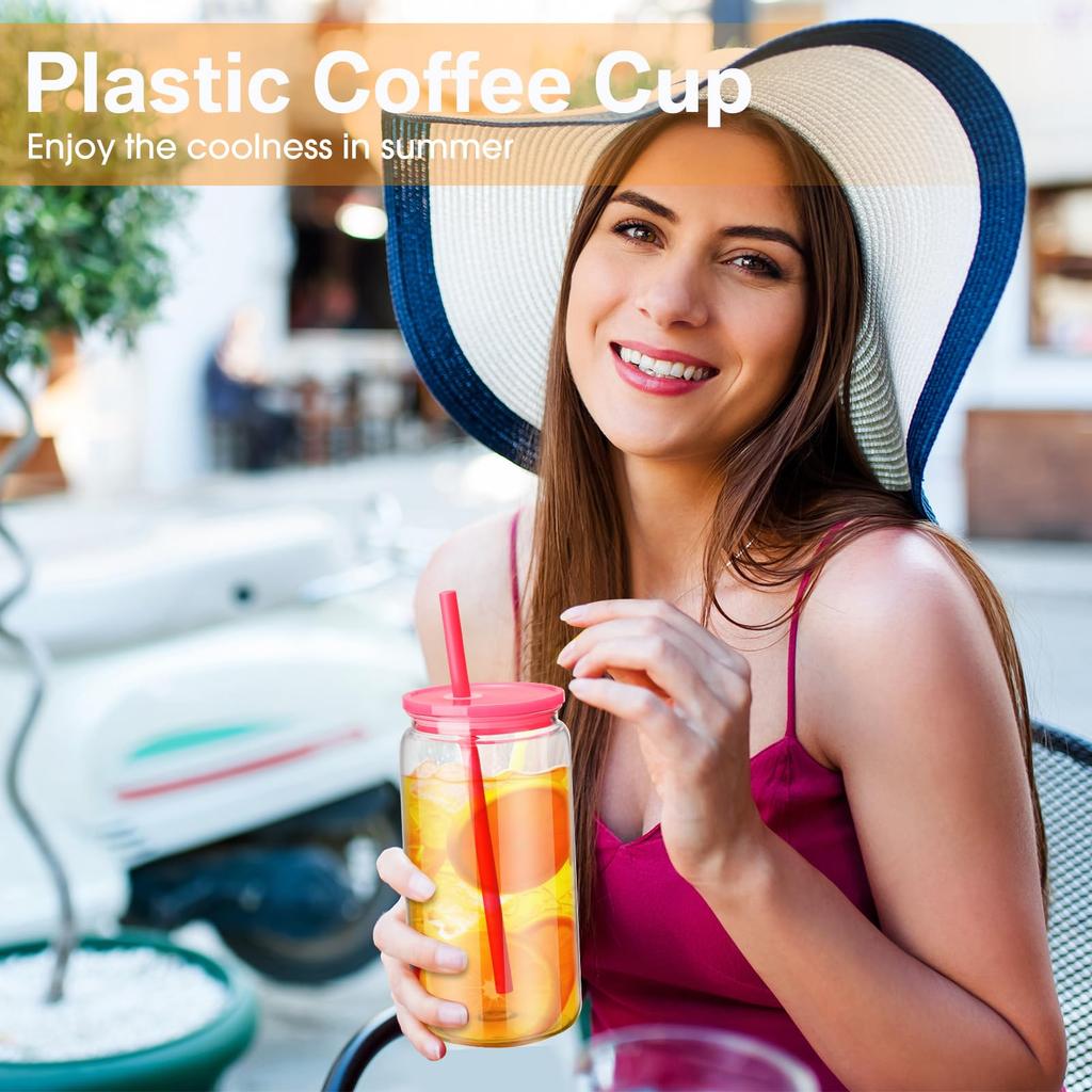 1/1/1PC 16OZ Double Wall Snowglobe Tumbler with Pre-Drilled Hole Reusable Drinks Cups With Straw Break-Resistant Mason Jar Cups