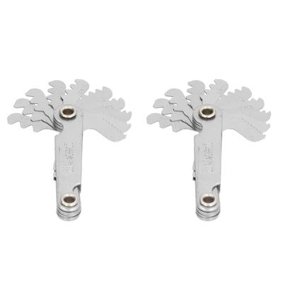 2Pcs Thread Gauge 60 Degrees 20 Blades Metric Stainless Steel Industrial Screw Pitch Measuring Tool