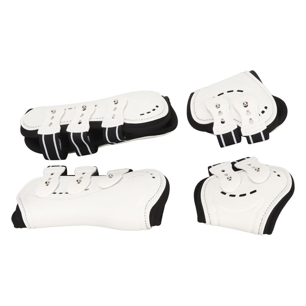 Horse Front Tendon Boots Adjustable Breathable Open Front Protective Horse Tendon Boots for Jumping White