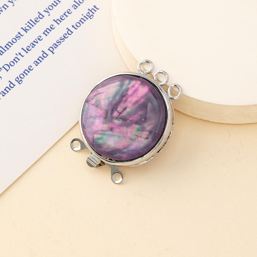 1Pc Round Natural Shell Pendant Connectors for DIY Unisex Necklace Bracelet Anklet Accessories, Creative Jewelry Making Halloween Christmas Gift Craft