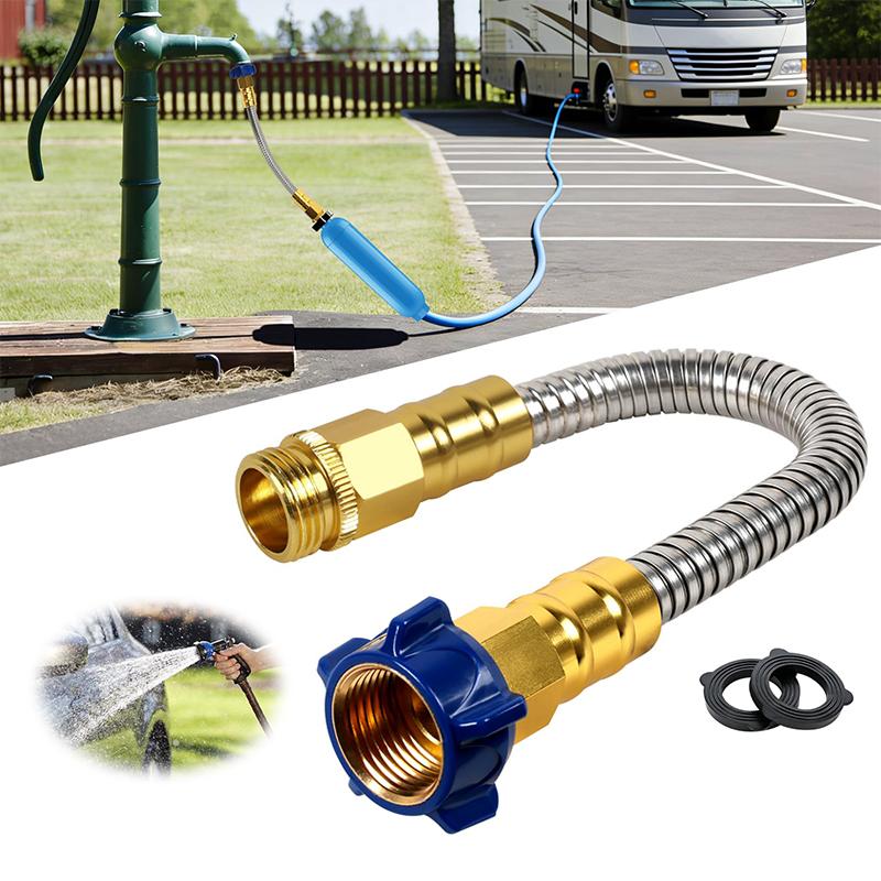 Rv Water Hose, Premium Drinking Water Hose - Lead-Free, Anti-Kink, Leak-Proof, 3/8" Inner Diameter Short Connector For Rv