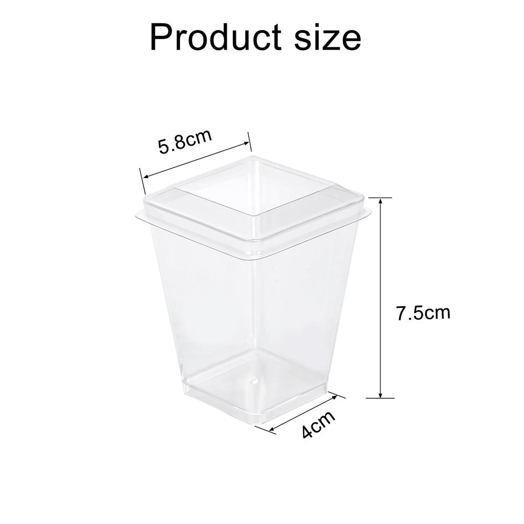 50 Pack Plastic Dessert Cups with Lids, Yogurt Cup with Lids for Party, Dessert Shooter Cups for Pudding, Fruit and Ice Cream