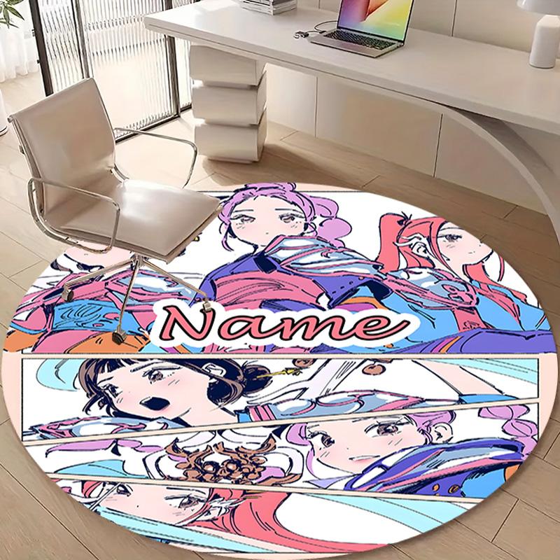 Personalized K-KPop Demon Hunters Round Chair Office Rug - Perfect for Mat, Office Chair & More - Ideal Gift for Birthdays and Holidays