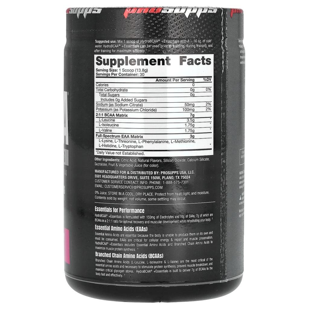 ProSupps HydroBCAA + Essentials, Blackberry Lemonade, 13.75 Oz (390 G)