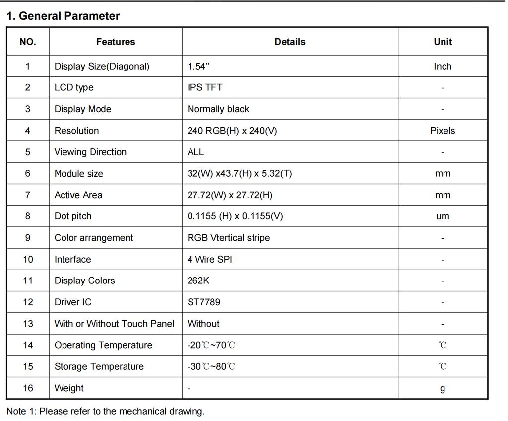 1.54 Inch 1.54" Full Color TFT Display Module HD IPS LCD LED Screen 240x240 SPI Interface ST7789 For Arduino