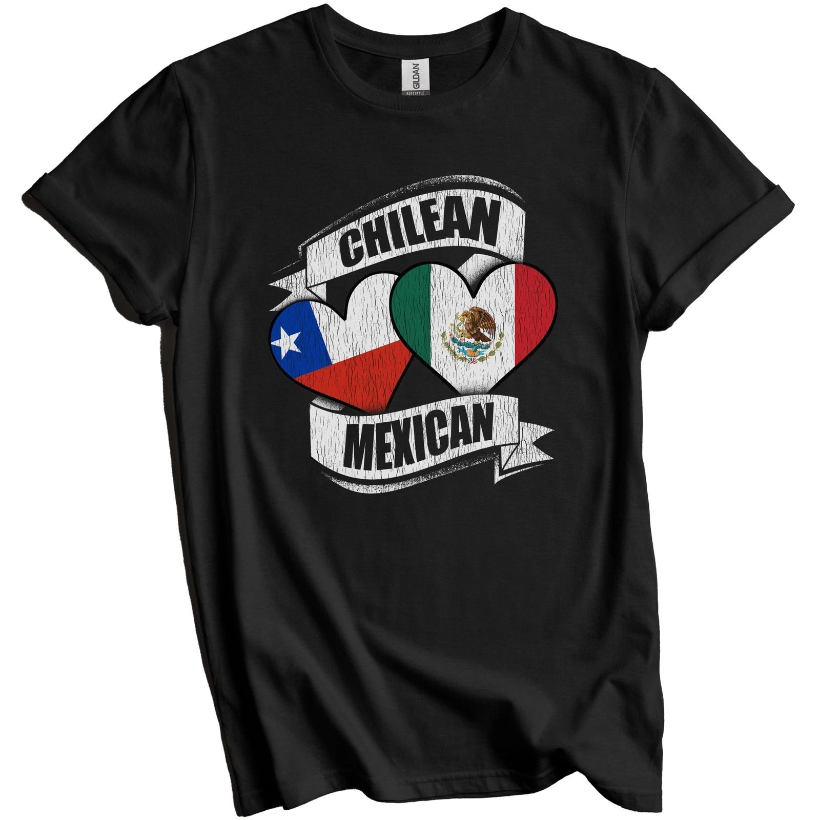 Chilean Mexican Hearts Chile Mexico Flags T-Shirt L