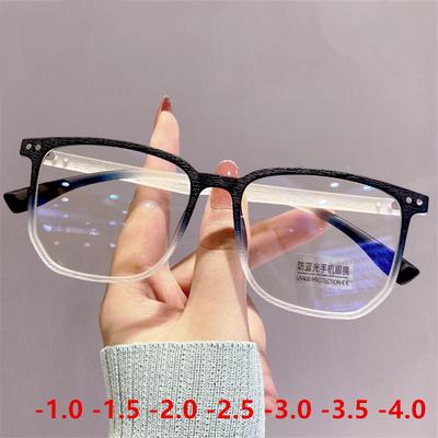 0 -1.0 -1.5 -2.0 -2.5 -3.0 -3.5 -4.0 Square Finished Myopia Glasses Men Women Retro Gradient Prescription Myopia Eyeglasses