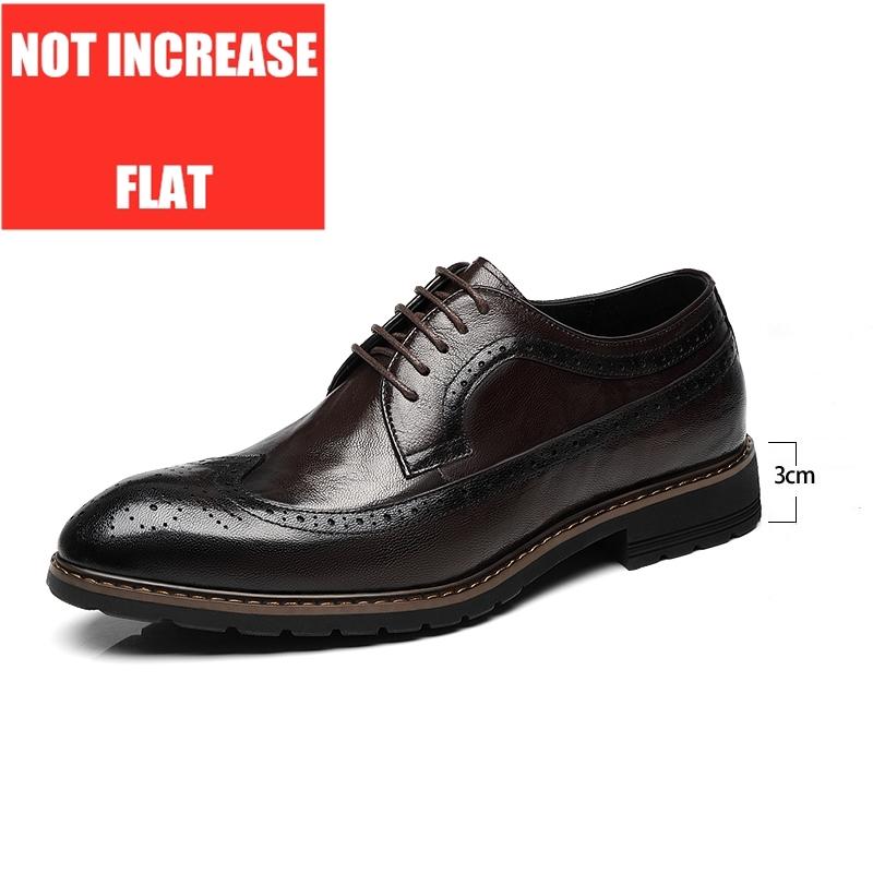 Elevator Men Shoes Genuine Leather Business Dress Retro Gentleman Formal Carved Brogue Height Increasing Shoes Men High Quality