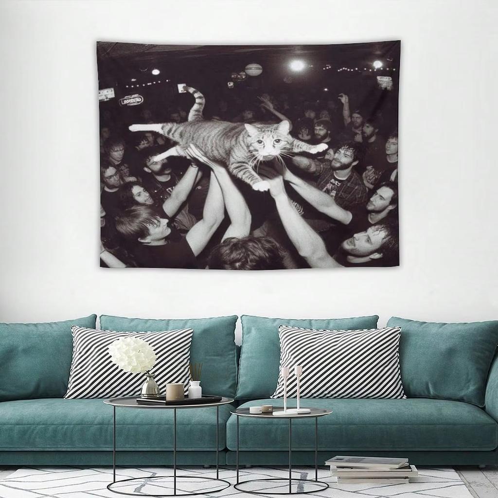 Black and White Rock Pet Pattern Tapestry Multi Size High Quality Flat Print for Year Round Home Wall Decor Gift