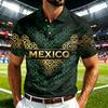 Men's Casual Short Sleeve Shirt with Mexico Print Quick Dry Lightweight Mesh Breathable for Summer Sports
