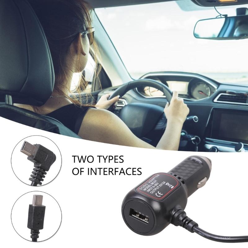 Dashboard Camera Power Cable Cable Mini USB Charging Cable Car Charger 12V To 5V with USB Port Power Supply Cord Adapter