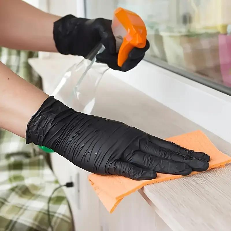 

100PCS Black Nitrile Gloves - Disposable Oil-Resistant Waterproof for Kitchen Household & Toilet Cleaning Tasks United States