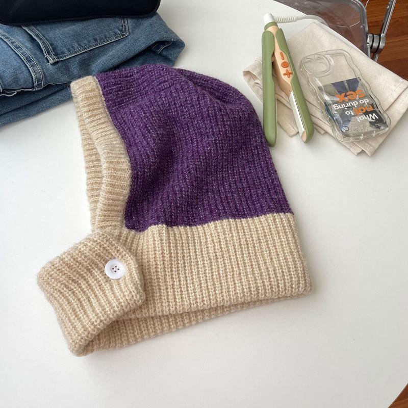 South Korean Balaclava Hat Men's and Women's Knitted Yarn Hat, Suitable for Keeping the Neck Warm In Autumn and Winter