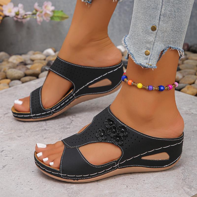 

2026 Summer New Fashion Slope Heel Fashion Women s Slippers Thick Soled High Heels Women s Simple Kids Shoes 36 чёрный