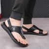TUINANLE Neue Herren Rutschfeste Ledersandalen Offene Zehen Weiche Sommer Strand Pantoffeln für Herren Outdoor Lässige Bequeme Sandalen
