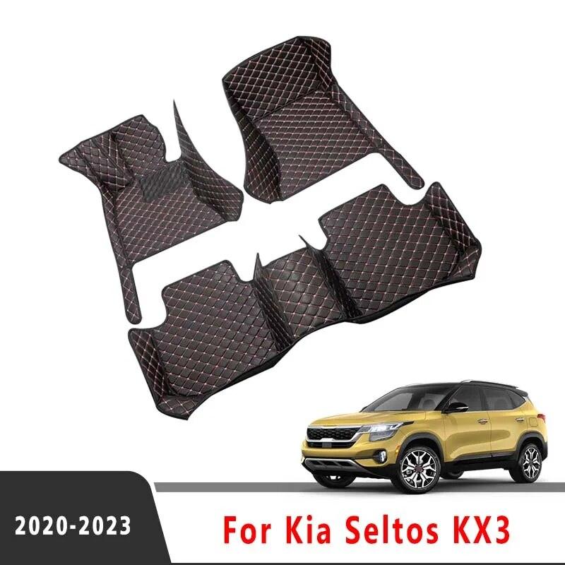 

Автомобильные коврики для Kia Seltos KX3 2023 2022, автостайлинг, водонепроницаемые ковры на заказ, аксессуары для интерьера, подушечки для ног, коврики