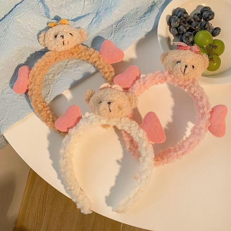 Autumn Winter Cute 3D Milk Bottle Bear Ears Face Washing Headband Hair Accessories for Women