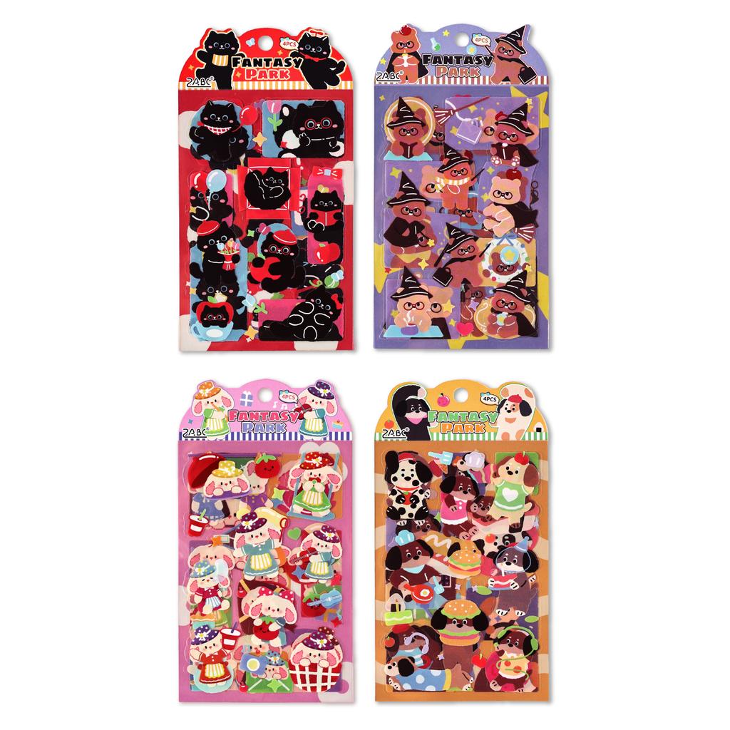 4sheets Kawaii Animal Park Cartoon PET Stickers DIY Diary Album Scrapbook Phone Case Decoration Cute Stationery Stickers