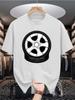 Unisex Summer Cotton Tee Car Wheel Rim Print Crew Neck Short Sleeve Casual Loose Street Breathable Fashion Top for Auto Lovers