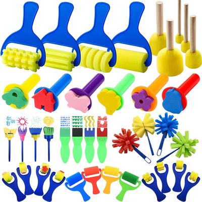 Kit de Tampons Éponge Pinceaux pour Peinture Impression sur Pigment Éducation Culturelle Bricolage Matériel d'Art Accessoires de Dessin Convient aux Débutants TMZ