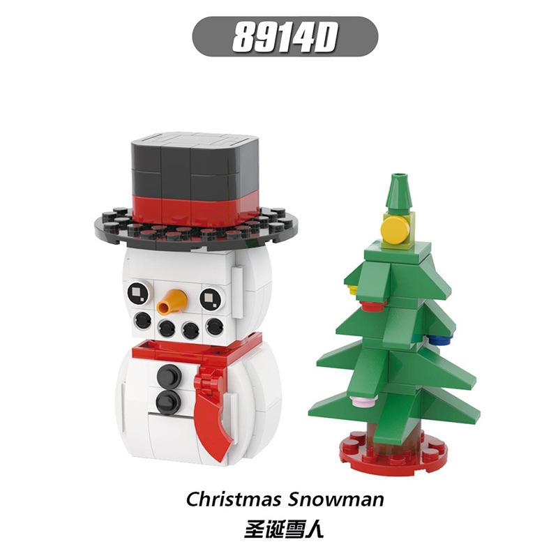 Single 1pcs Christmas Santa Claus Elk Snowman Tree Model Building Blocks Model Gift Toys for Children Xmas