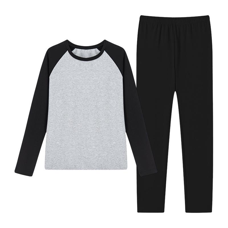 Girls' Cotton Color Block Thermal Set - Slim Fit Long Johns & Undershirt for Teens