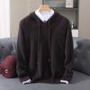 Autumn Winter Men's Clothing Mink Cashmere Knitted Sweater Casual and Loose Large-Sized Hooded Pullover