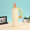 304 stainless steel thermos cup dopamine color scheme handle Bingba cup outdoor portable straw cup