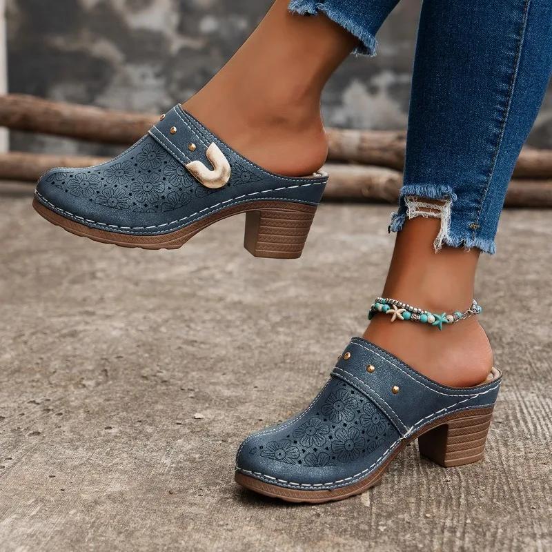 Women's Shoes 2025 Slingbacks Women's High Heels Fashion Metal Decoration Dress Pumps Women New Plus Size Solid Slippers Women