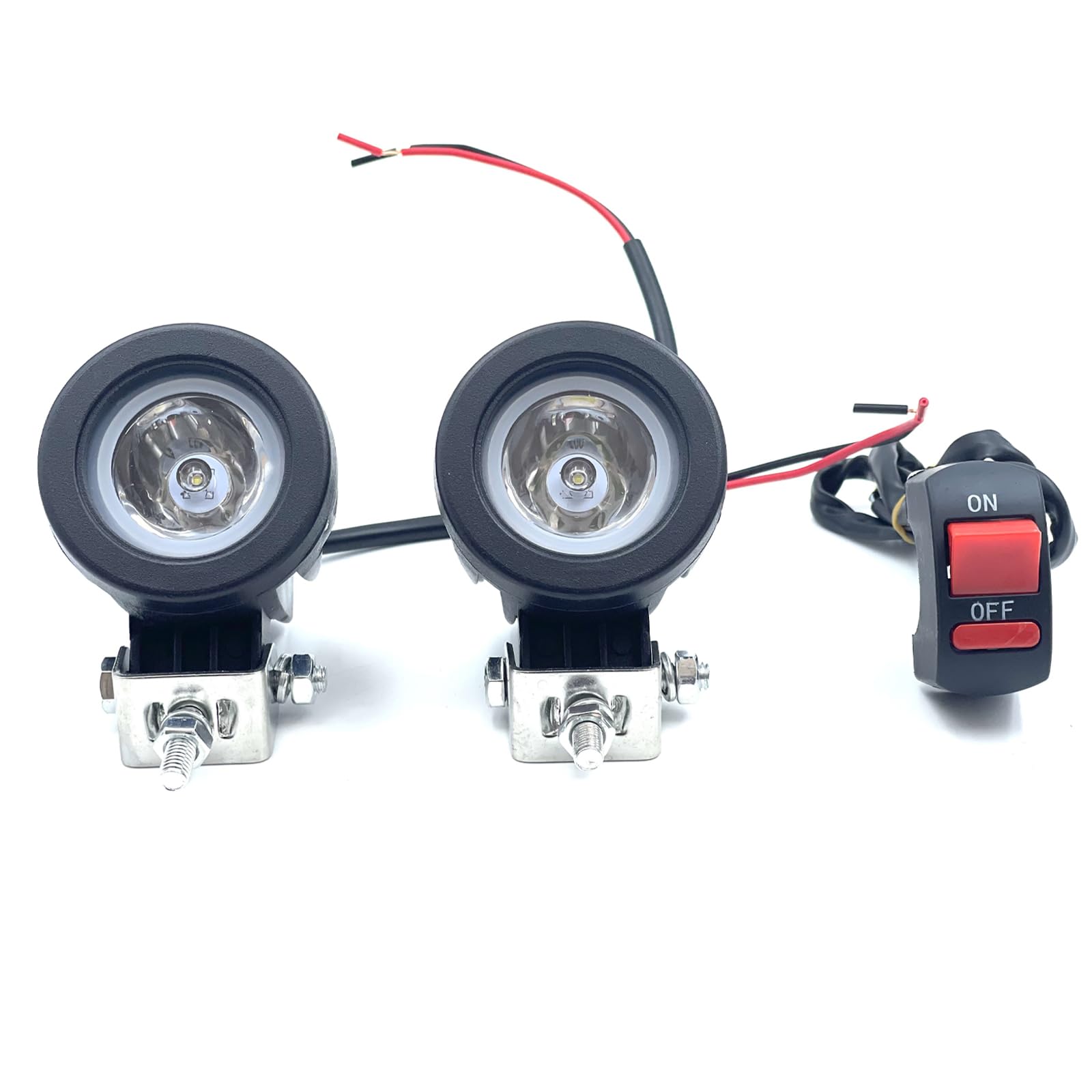 

TIGRE BLANC Spotlight, Universal Motorcycle Headlight, Fog Light, 10W Work Light, 12V/24V, Set of 2, White