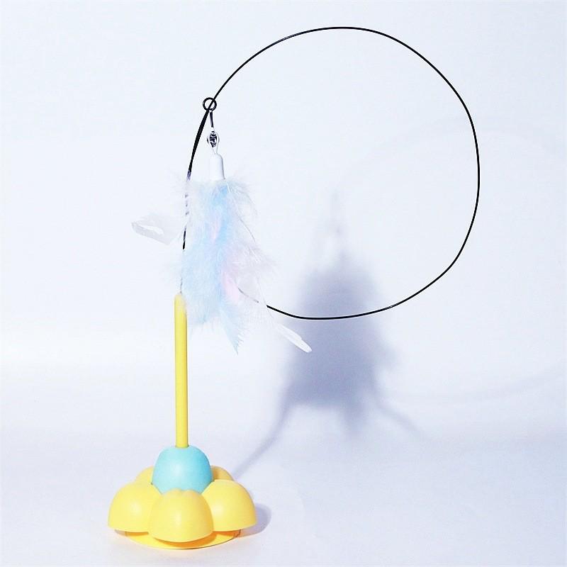 Long Rod Steel Wire Feather & Bell Cat Teaser - Durable Bite-Resistant Interactive Toy