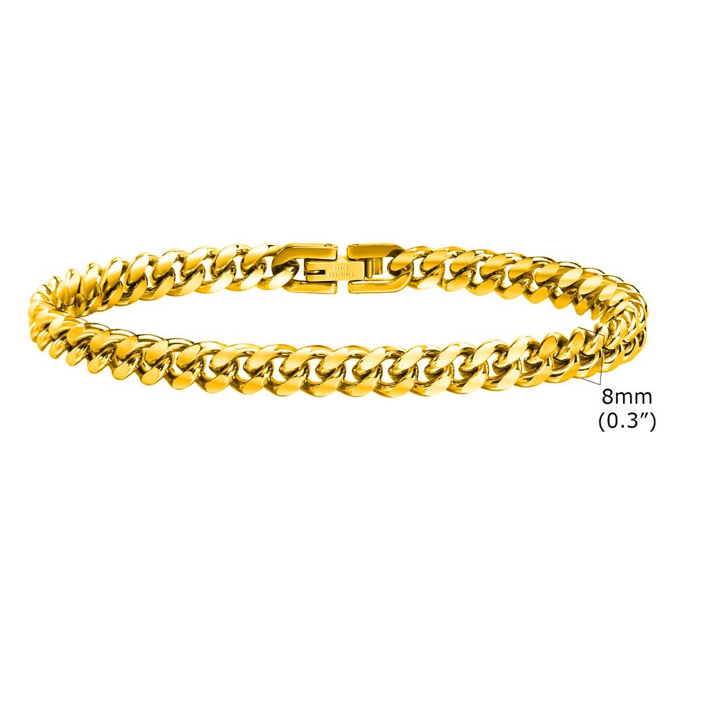 Vnox 18cm/20cm/22cm Stainless Steel Bold Cuban Bracelets for Men Women,6mm/8mm/10mm/12mm Width Miami Curb Links Wristband Gift