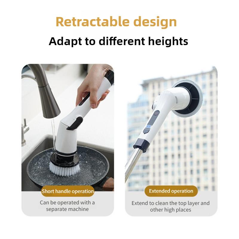Household Multi Functional Electric Cleaning Brush LCD Display Foldable Powerful Cleaning Tool Kitchen Handheld Cleaning Gadget