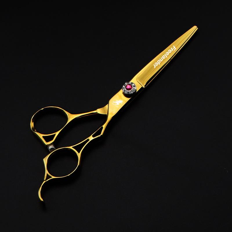 6,0 palce, Freelander Zlatá dutá rukojeť, Nůžky na vlasy, Nůžky na vlasy, Rovné nůžky, Nůžky na ofinu, Zoubkované nůžky