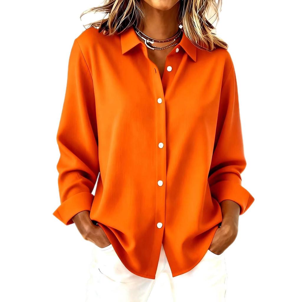 2026 Summer European & American Women's New Solid Color Simple Long-Sleeved Shirt