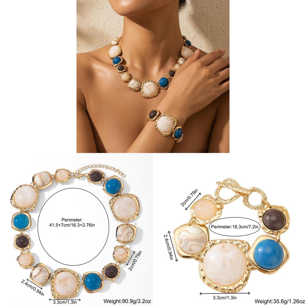 Geometric Resin Pendant Necklace With Electroplated Finish For Casual Women Accessory