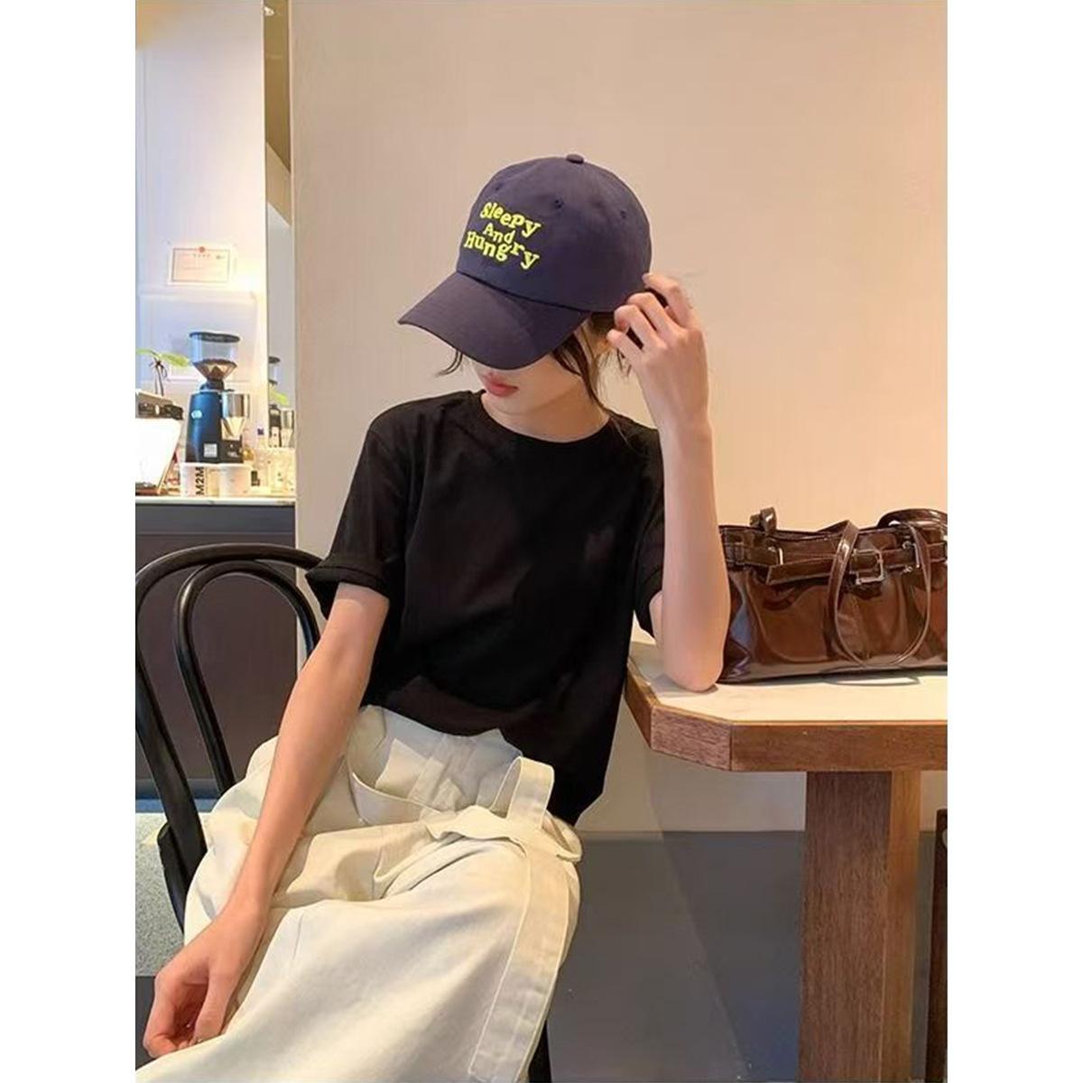 

Cool ice silk short-sleeved T-shirt women s spring and summer new white light plate black loose top 5xl（ 90-100kg ）