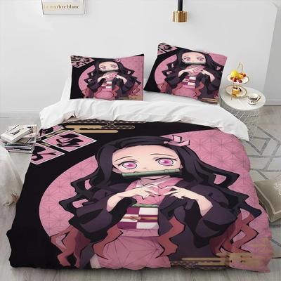 Dämonentöter-Bettwäscheset Kamado Nezuko, Bettbezug-Set, Tagesdecke, Kissenbezug, Kingsize, Queensize, Full Single Size, Bettwäsche, Jungen, Teenager, Geschenk