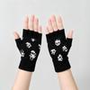New Halloween Skull Knitted Gloves For Half Finger Fingerless Gloves Warm Winter Wool Gloves Outdoor